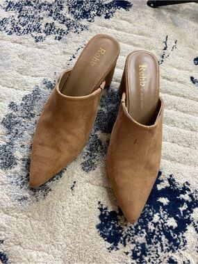 ROHB Tan Suede Pointed Toe Mules